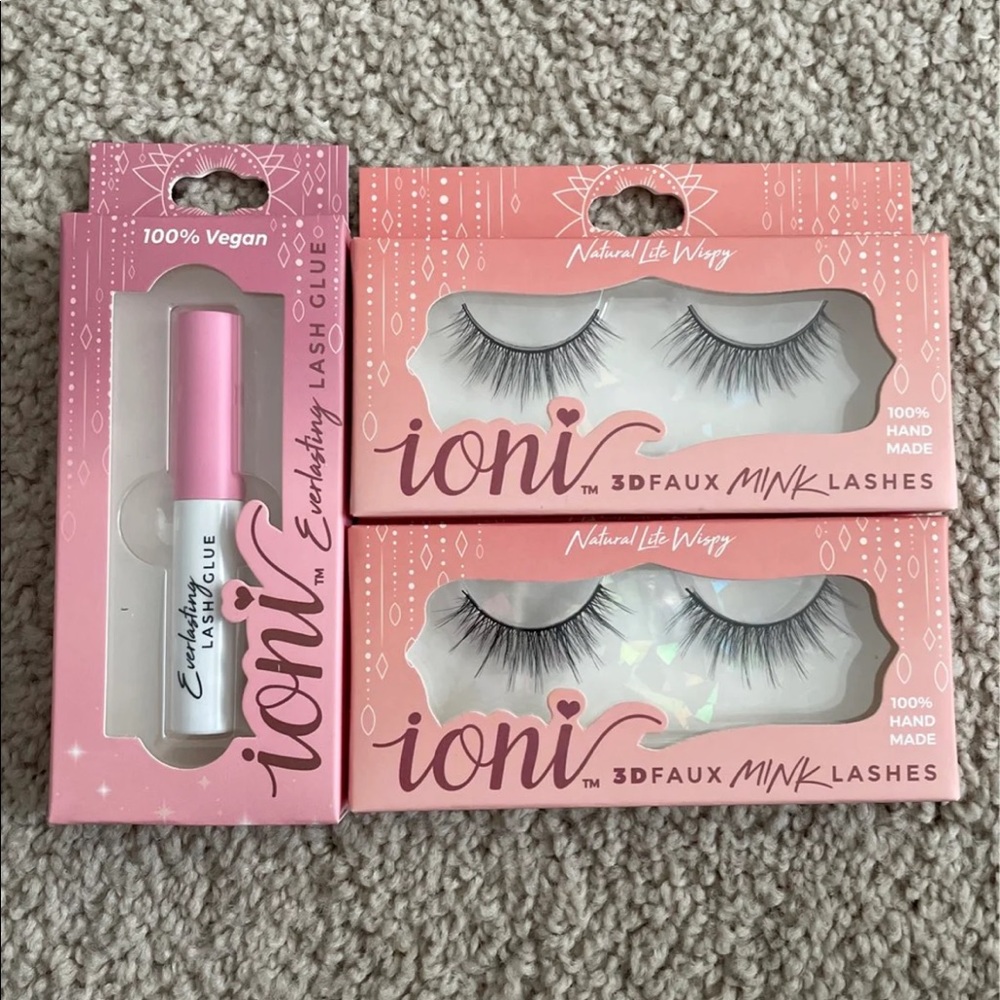 Natural 3D faux mink hand made lashes and glue